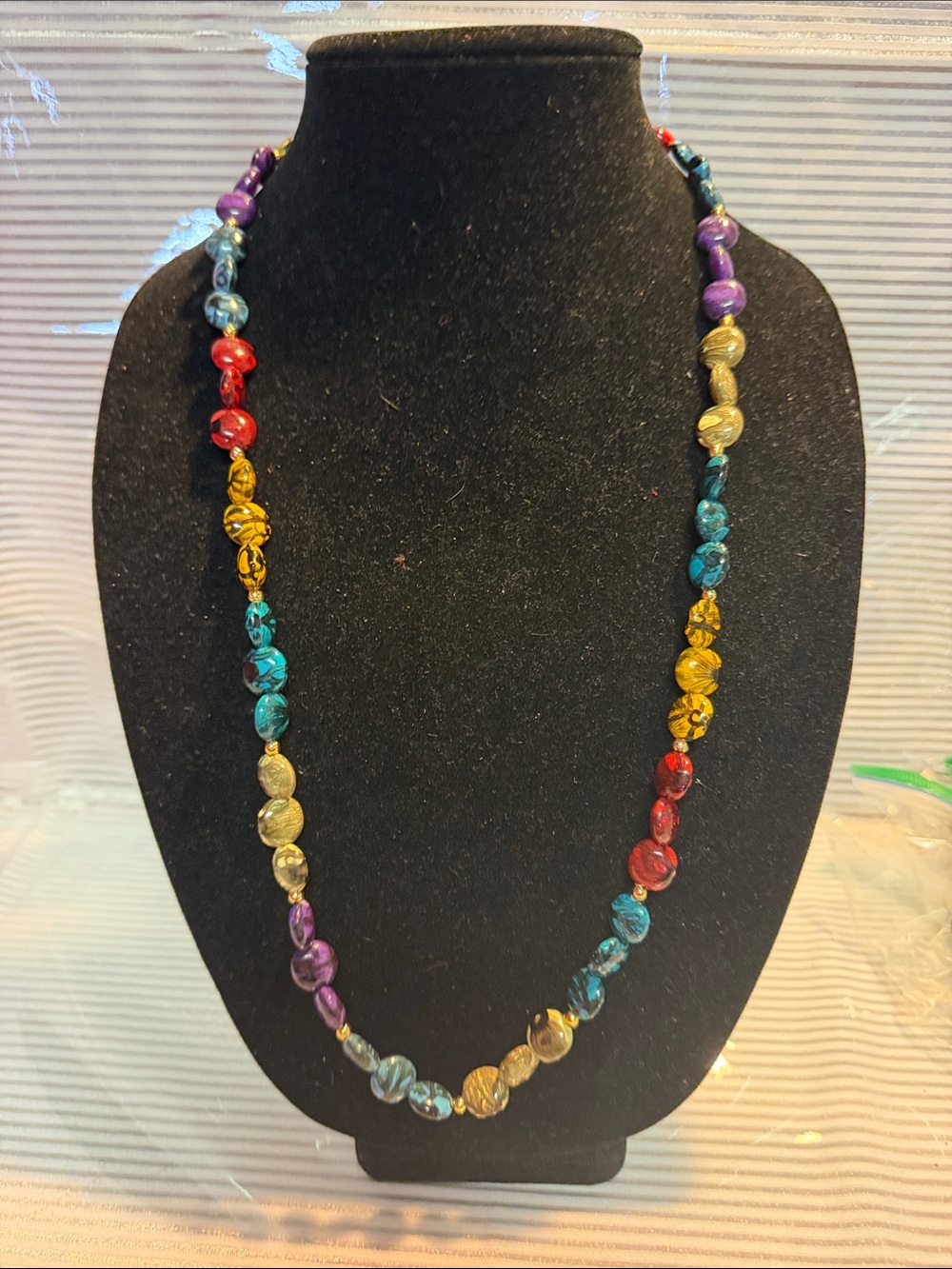 Multicolor Beaded Women’s Necklace - Colorful Stone Look